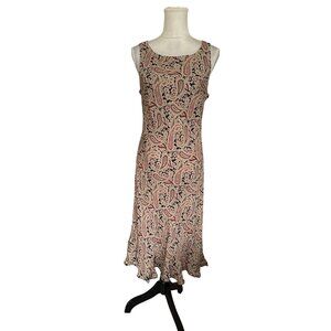 Vintage Ann Taylor Paisley Print Maxi Slip Dress Size 14 100% Silk Feminine 90s